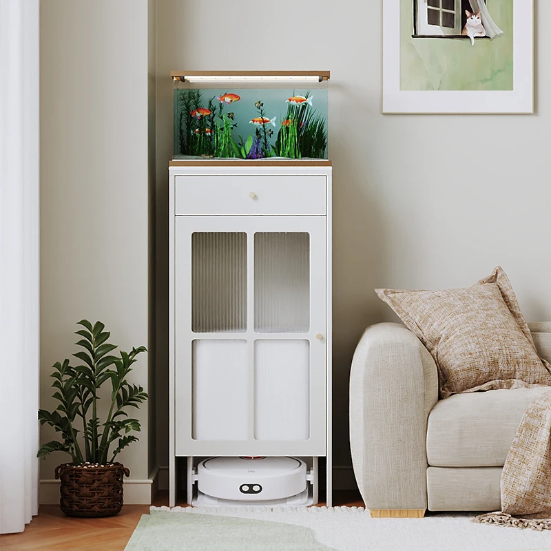 科沃斯扫地机器人置物架可换水基站上方收纳置物柜鱼缸架电视边柜