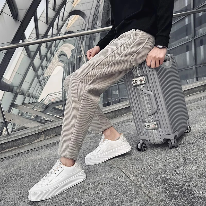 男士宽松阔腿休闲裤2025新款运动裤春秋冬季灯芯绒加绒痞帅哈伦裤