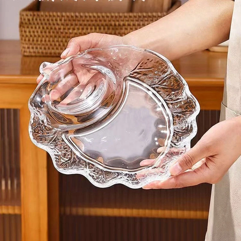 水晶玻璃饺子盘 玻璃盘干果盘 沙拉碗盘小吃盘薯条盘【新疆包邮】