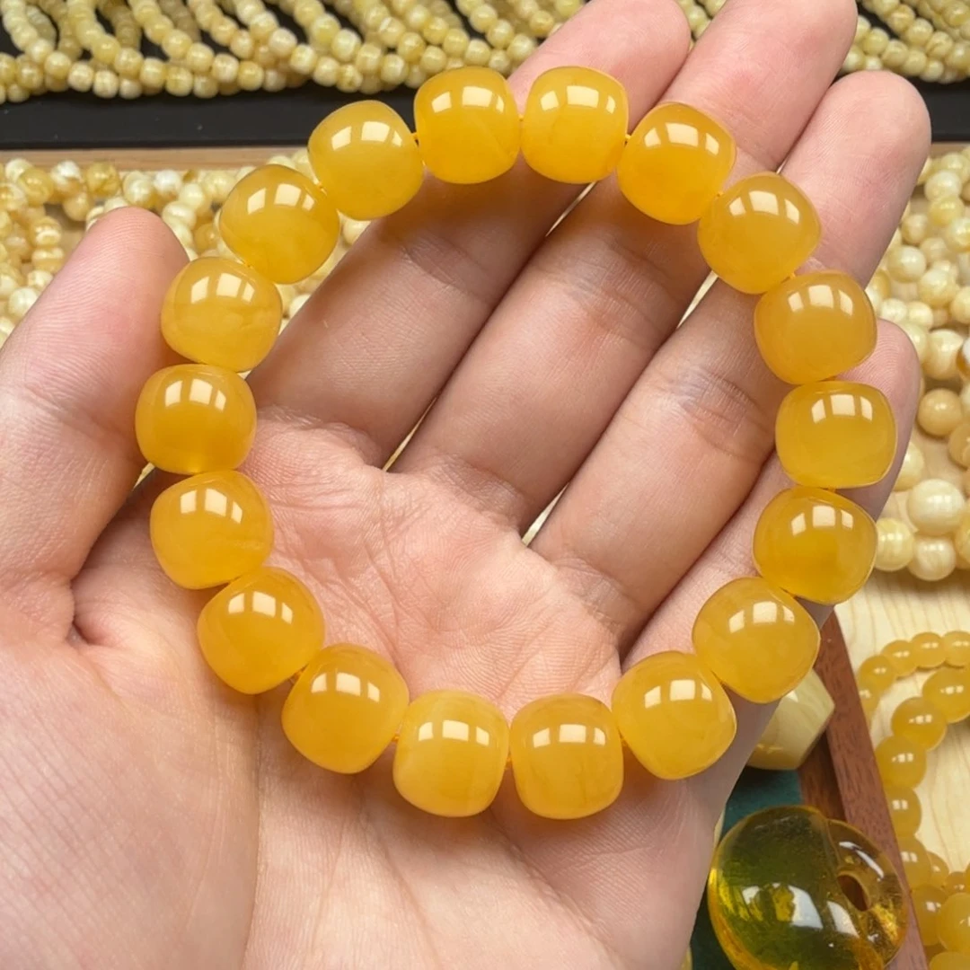 手串蜜蜡未镶嵌13+焦皮料鸡油红精工老型手串