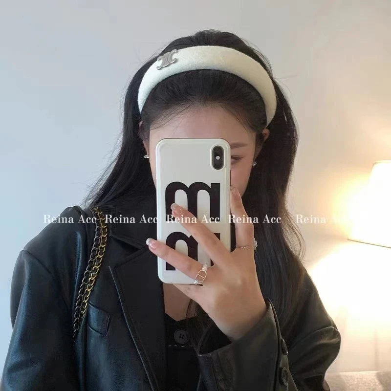 春秋门毛绒针织发箍发捆发饰头饰头箍高级感冷淡风轻奢高颅顶