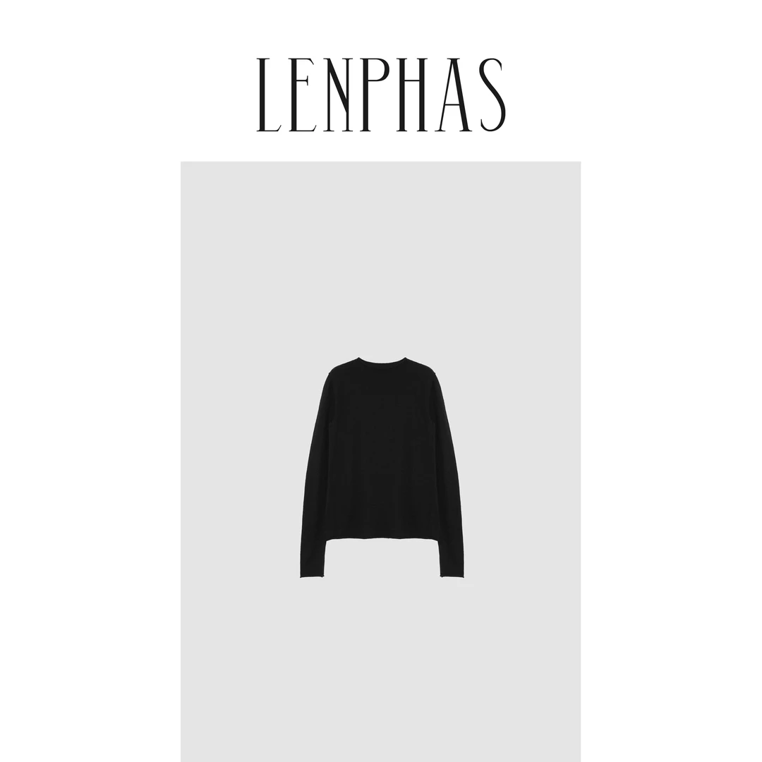 【LENPHAS】圆领卷边针织衫
