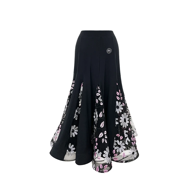 新款国标舞中长裙交谊舞大摆裙子摩登舞性感半身裙高档练习服8302