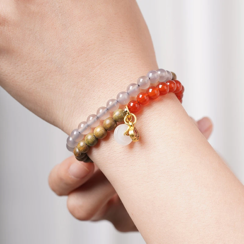 绿檀圆珠6mm双圈手串男女士手链木质饰品文玩佛珠DIY可定制