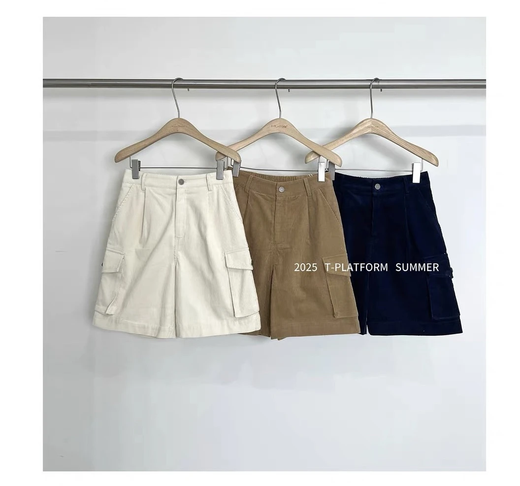 #T台 工装五分裤 半松紧腰