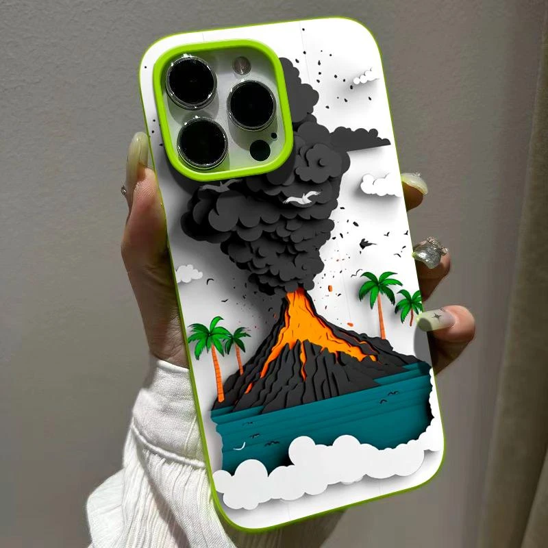 Lucky白底火山喷发适用iPhone16/15promax果冻手机壳苹果13/12套
