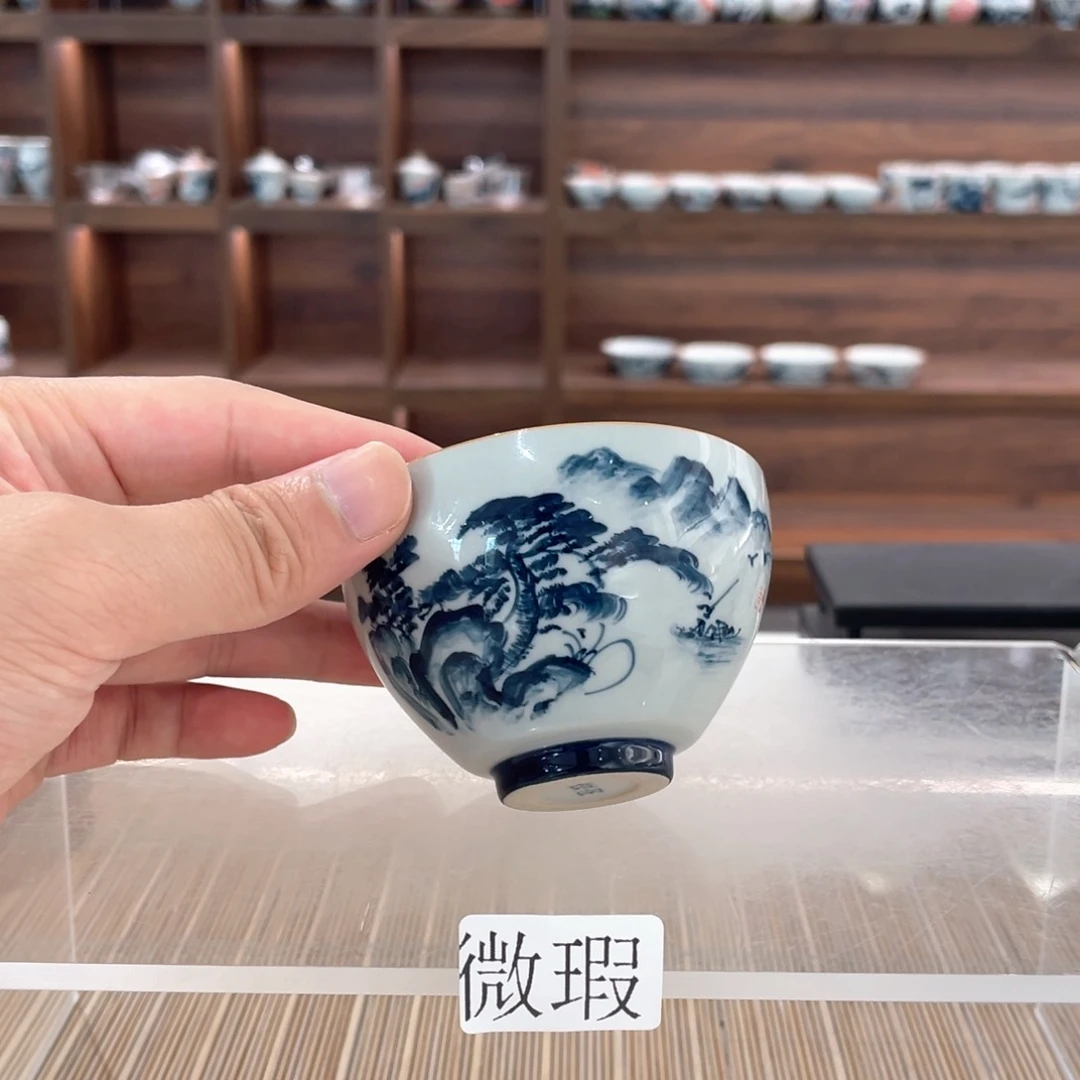 釉下手绘茶具微瑕
