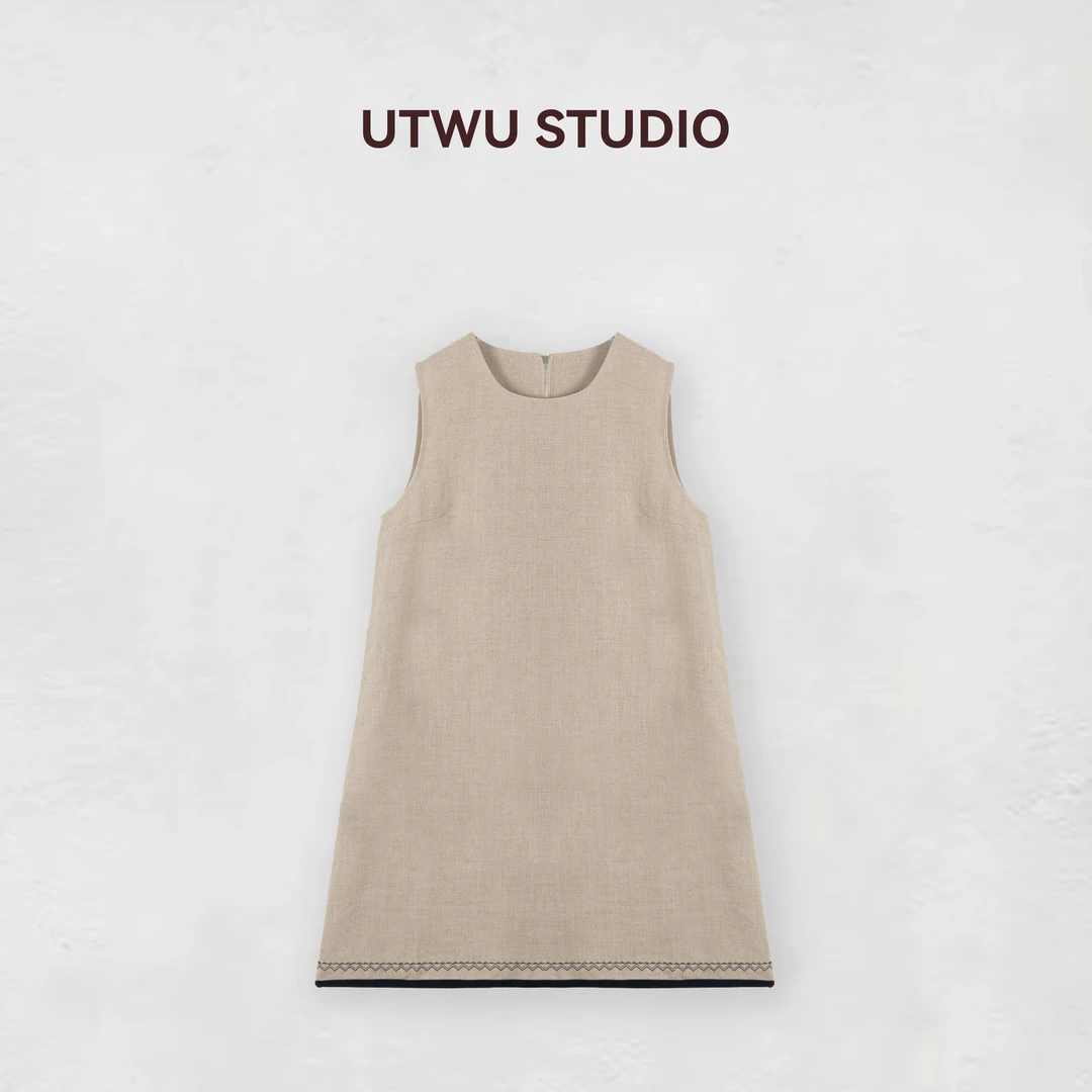 UTWU小敏「小岛微风」1oo雨露麻重工刺绣无袖背心连衣裙S25Q1002