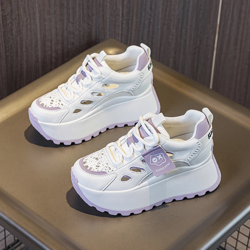 夏季新款8厘米松糕厚底内增高女鞋百搭超薄运动休闲鞋运动鞋女鞋