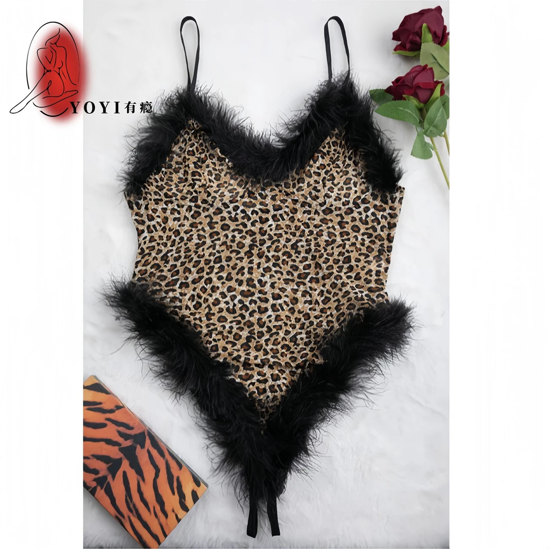 『有瘾YOYI』野猫  豹纹高级新款修身显瘦睡裙高级睡衣家居服