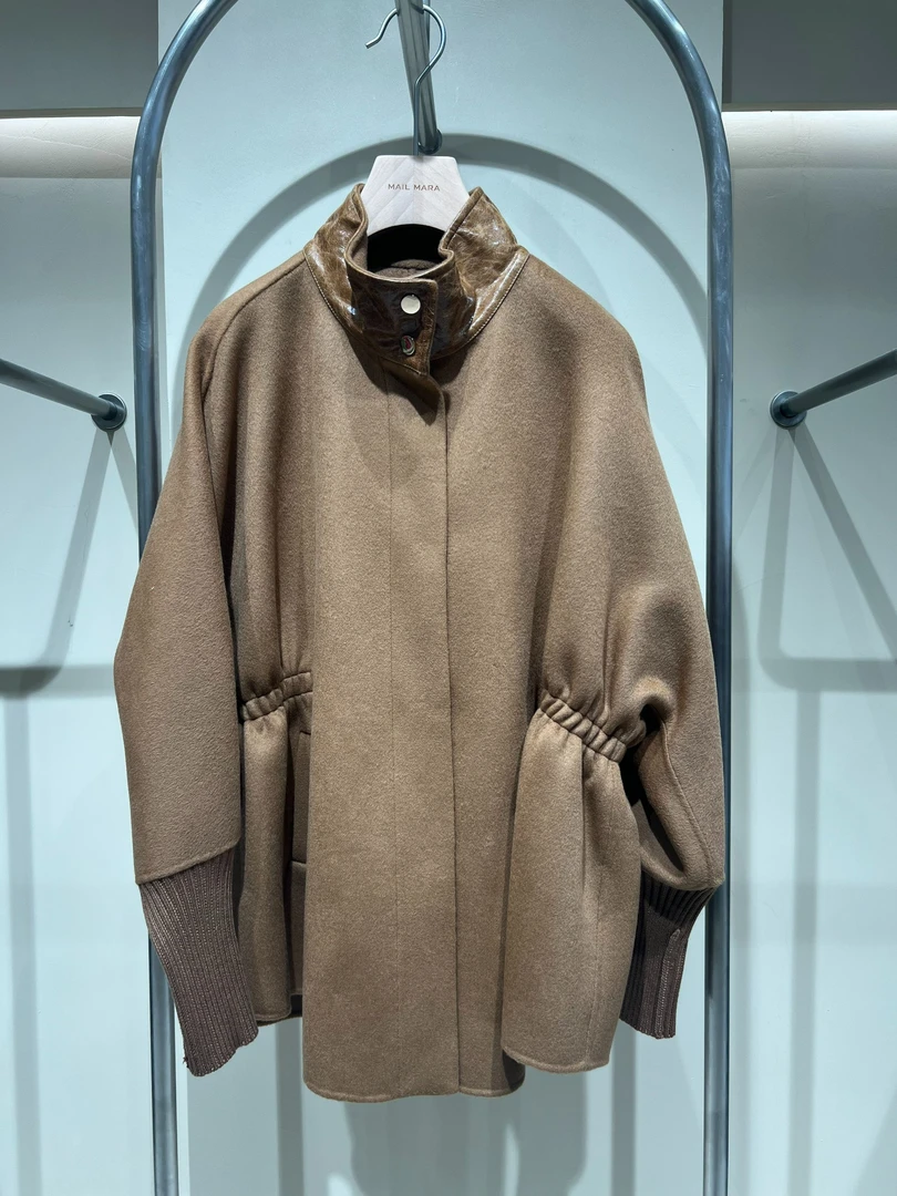 25秋冬新款轻奢极简老钱风宽松斗篷式中长款气质百搭羊绒大衣