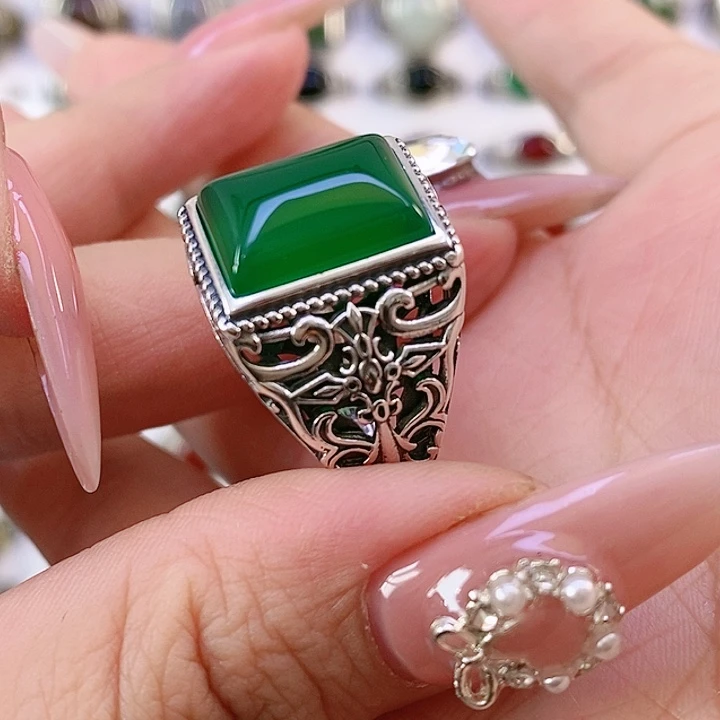 银S925镶嵌戒指玛瑙/玉髓