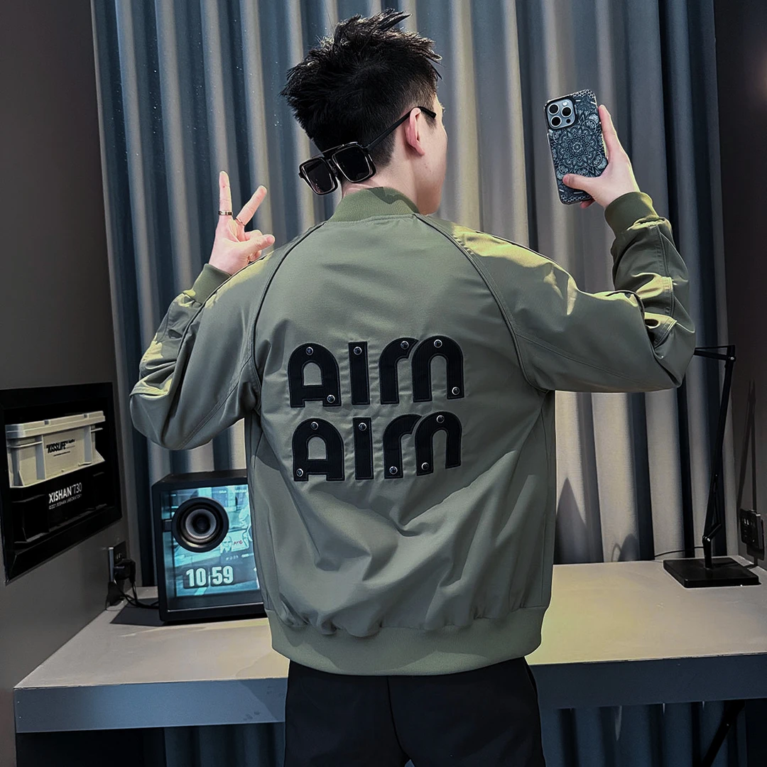 高级感刺绣外套男春秋季2025新款休闲棒球服上衣男装潮牌飞行夹克