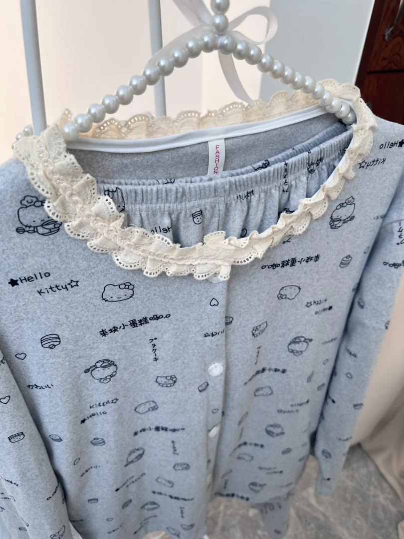 【蛋糕KT】可外穿睡衣女秋冬季德绒厚款保暖可爱甜美家居服套装