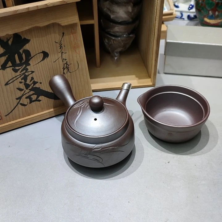 瓷日本中古回流艺术瓷器折扣店 万古烧昇龍一壶一公道五杯