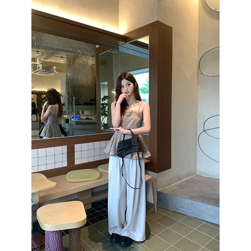 韩版裤子2025年新款今年流行爆款休闲百搭阔腿裤DRC185--B裤子