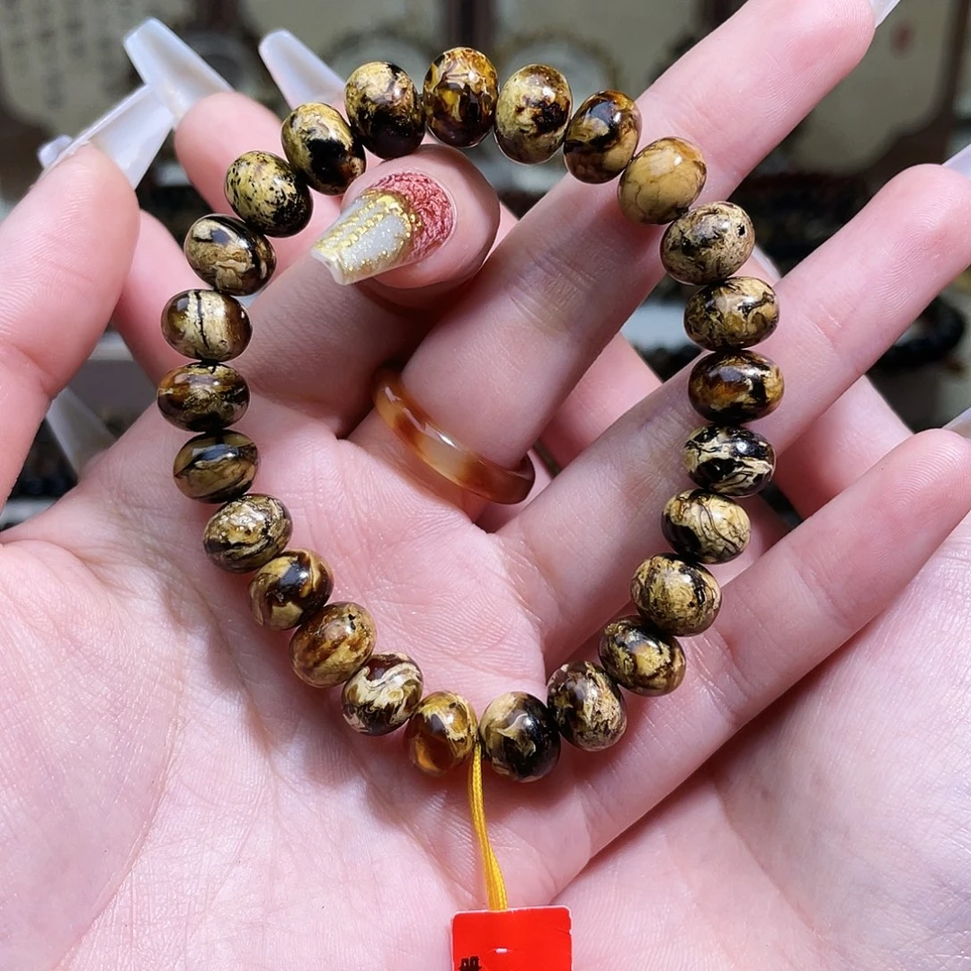 琥珀未镶嵌裸石抚顺琥珀9➕手串干白花