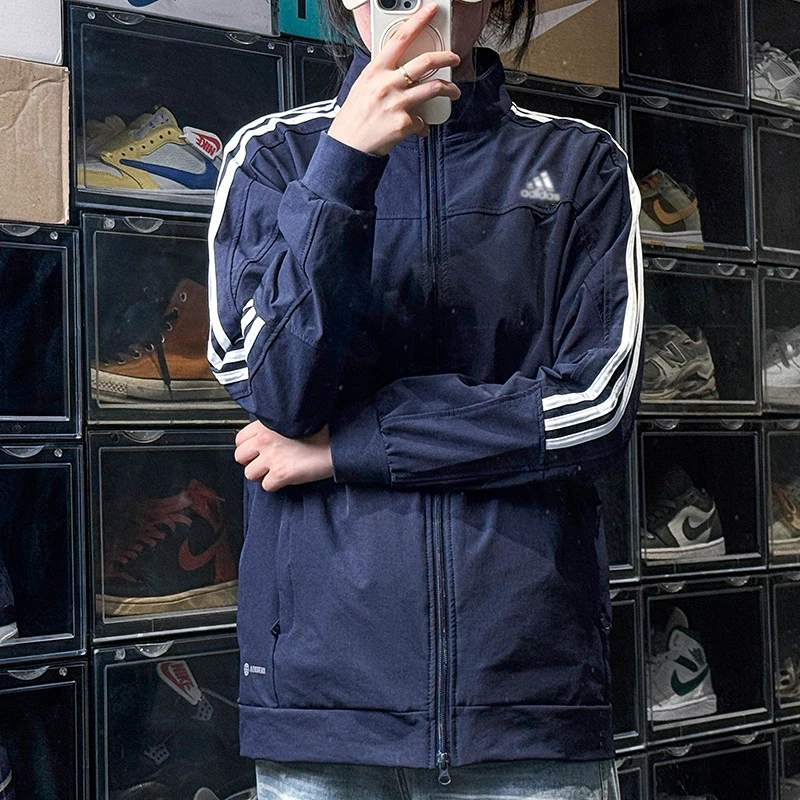 【播间同款】QQ糖同款小牛津经典条纹长袖外套复古运动立领夹克亚