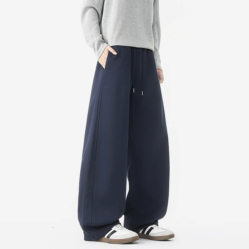 男女同款美式重磅春秋卫裤宽松百搭弯刀阔腿裤垂感运动休闲长裤子