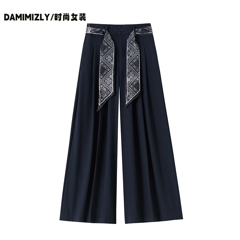 实拍西装阔腿裤女2025秋季新款垂感高腰宽松慵懒风休闲直筒拖地裤
