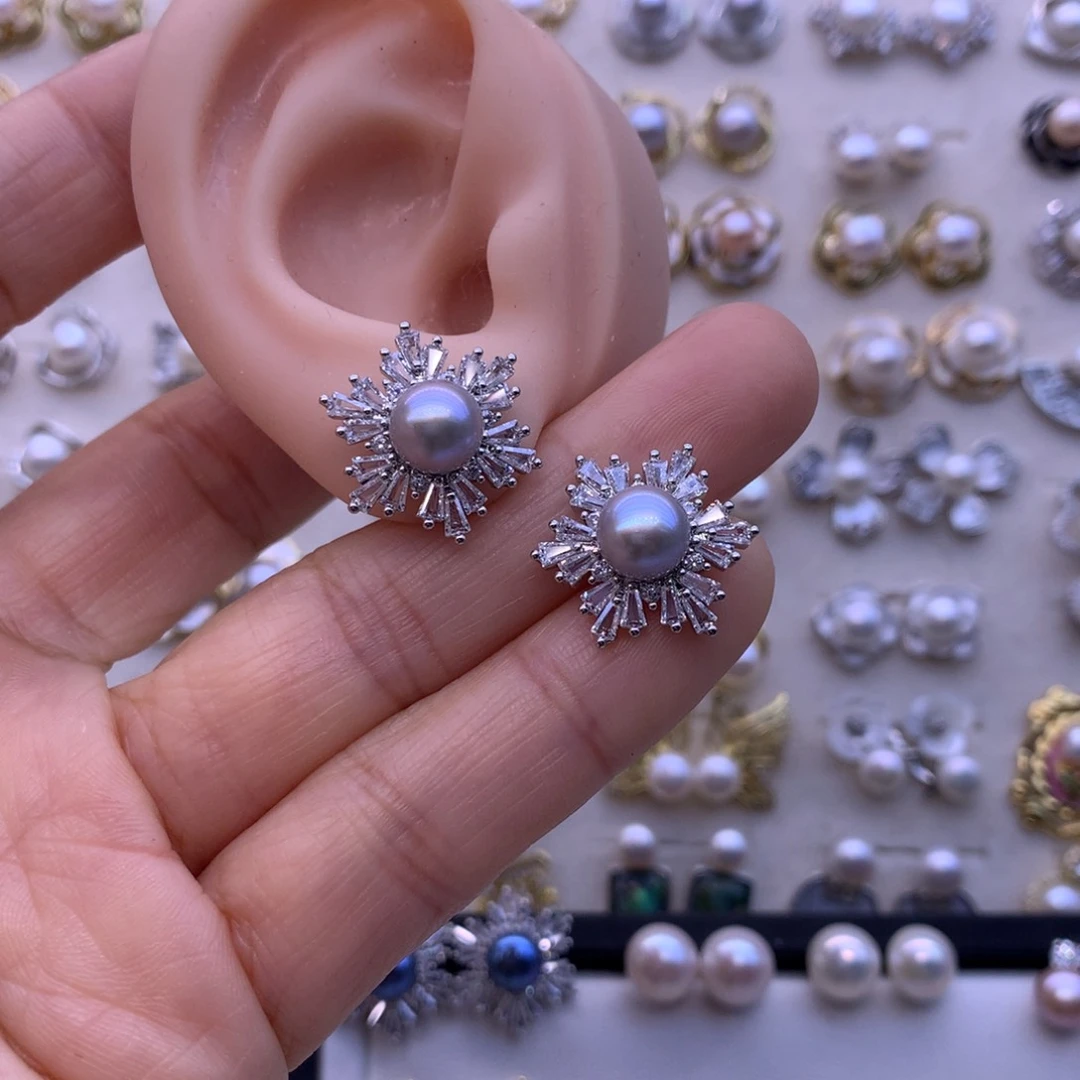 淡水珍珠耳饰合金