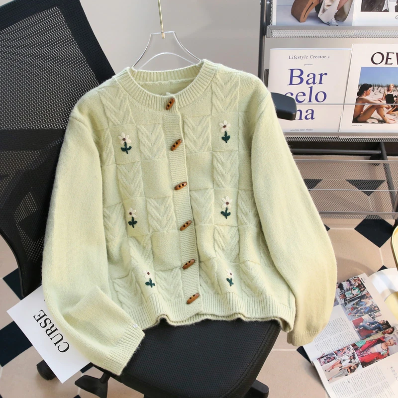 春装学生少女洋气小个子短款开衫外套时尚可爱13岁14洋气毛衣