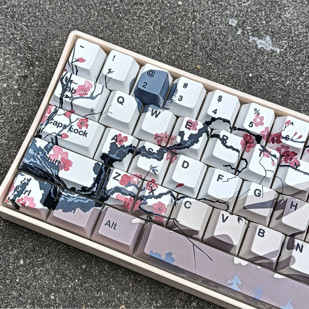 樱花富士山键帽高颜值PBT原厂高度适配wooting迈从Ace68前行者x87