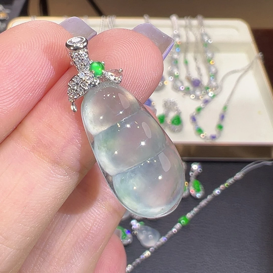 翡翠18K金镶嵌吊坠(不含链)翡翠