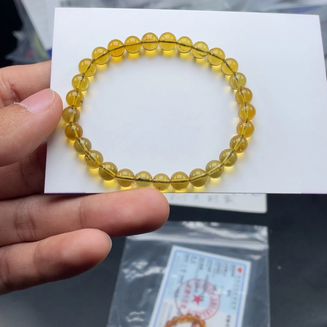 琥珀手链未镶嵌卡6净水蓝琥珀