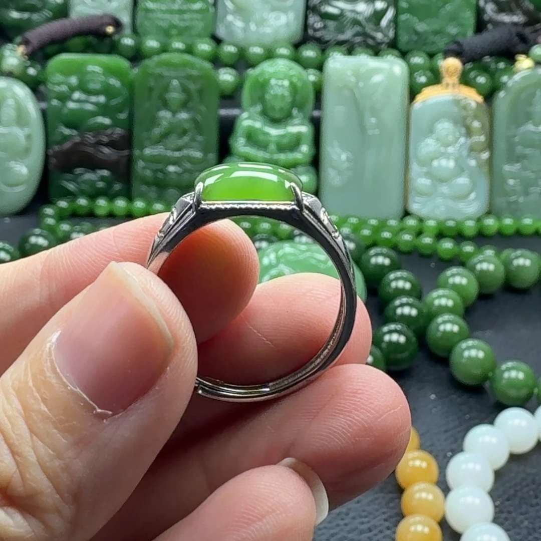 和田玉银S925镶嵌戒指