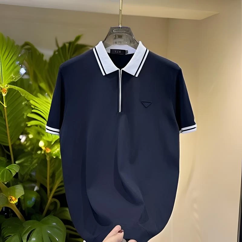 575-翻领针织薄款短袖修身春夏季T恤商务休闲欧货男士潮流polo衫