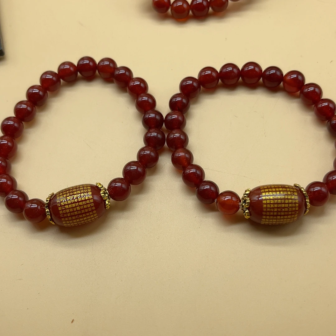 【玉美人】红玛瑙手串约卡8带桶珠（多样性发货拍一发一）