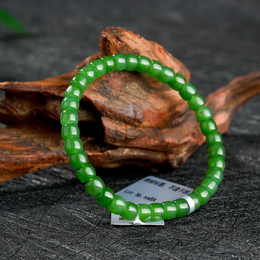 KJ-A1S1766和田玉碧玉老型珠手串百搭单圈