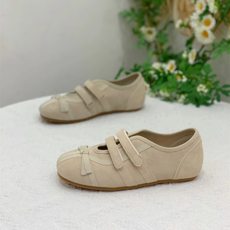 魔术贴爆款德训鞋女2025夏季新款浅口百搭时尚蝴蝶结小众休闲单鞋