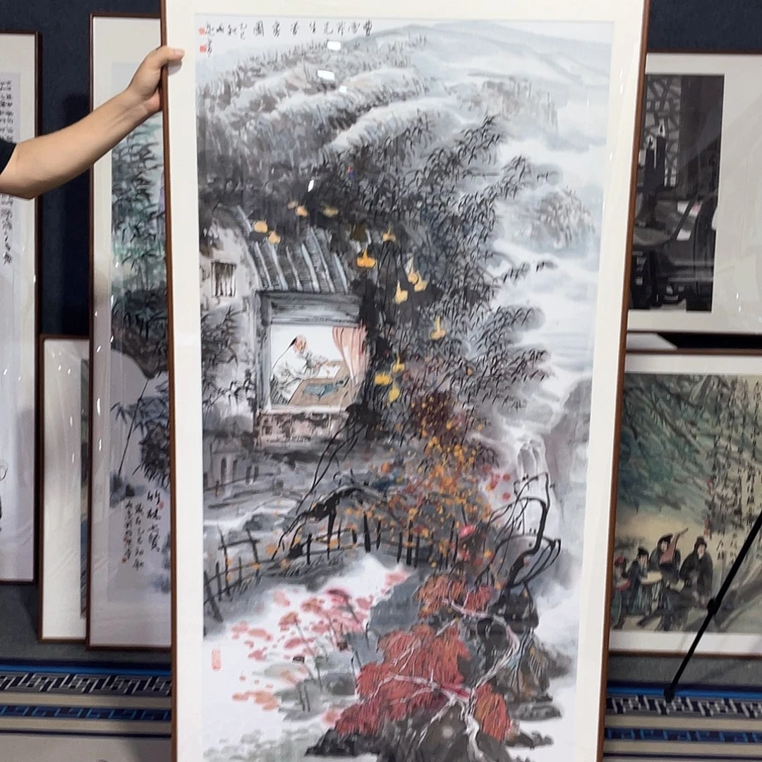 国画手绘画作品带框80/160