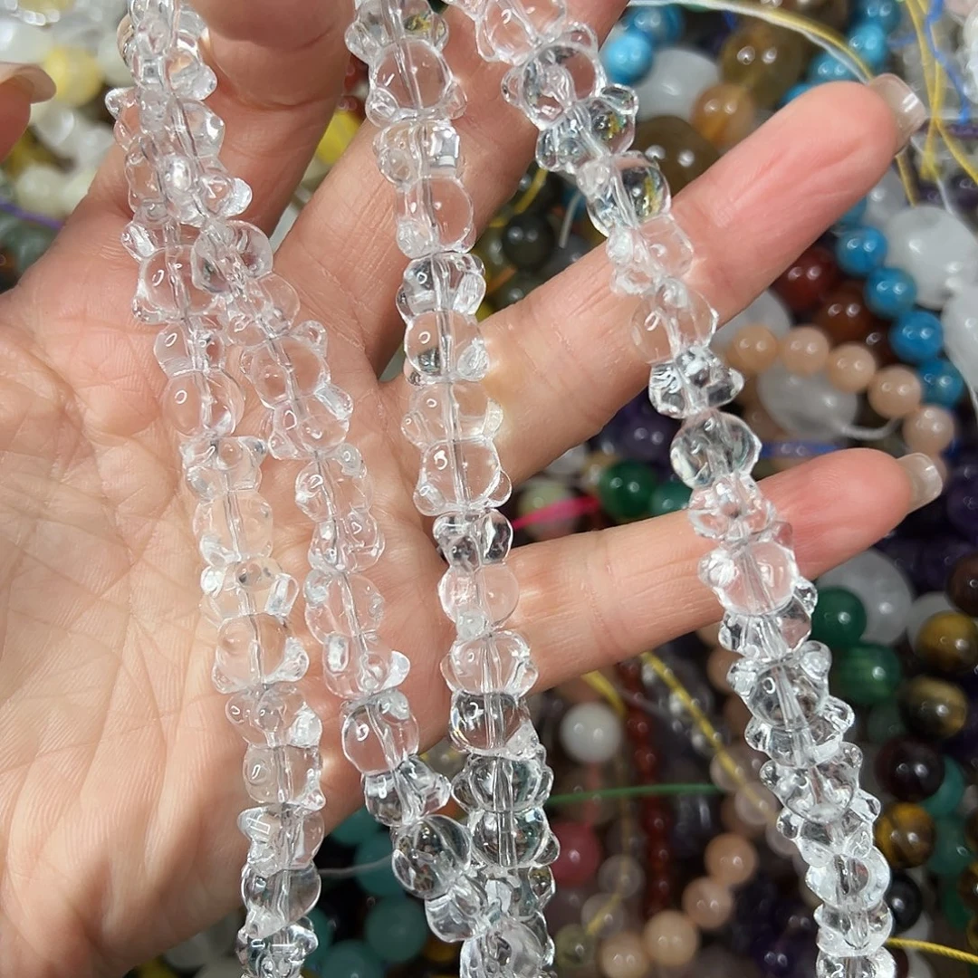 玛瑙/玉髓未镶嵌珠宝半成品，压电白水晶小熊大长条