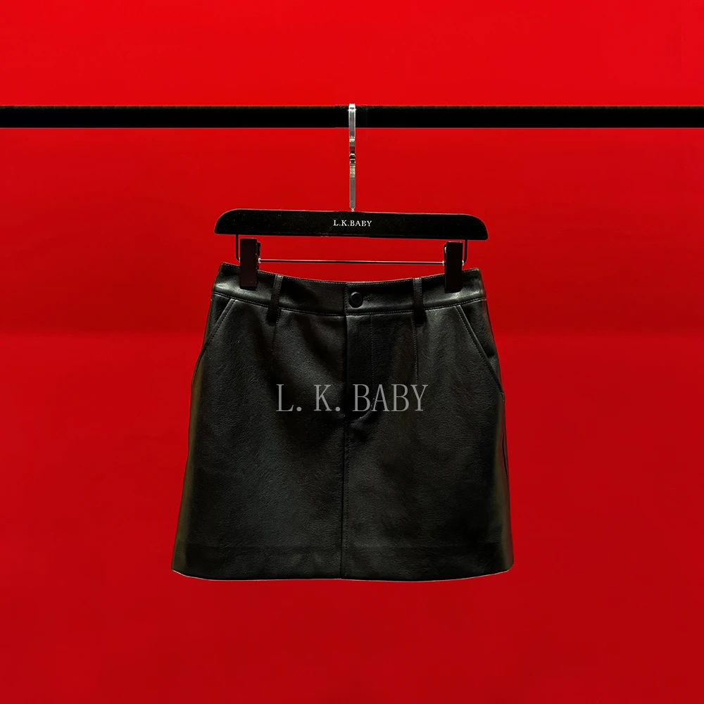 【L.K.BABY】辣妹少女 时髦调性辣妹PU气质百搭包臀皮短裙3009