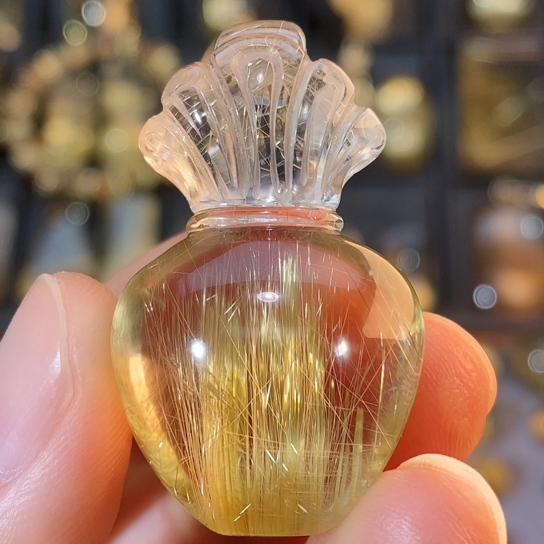 水晶颈饰未镶嵌天然顺钛晶宝瓶吊坠毛衣链