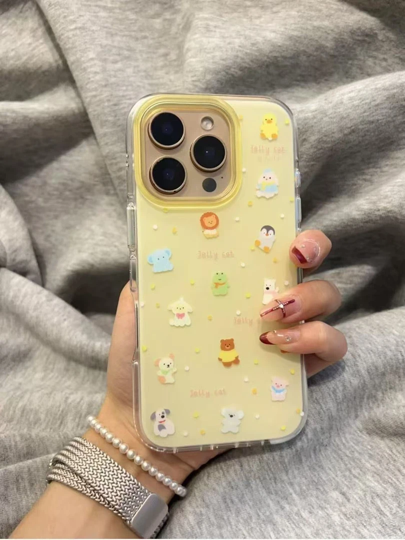 黄色波点小动物适用苹果iphone小米15/14/13promax防摔手机壳女