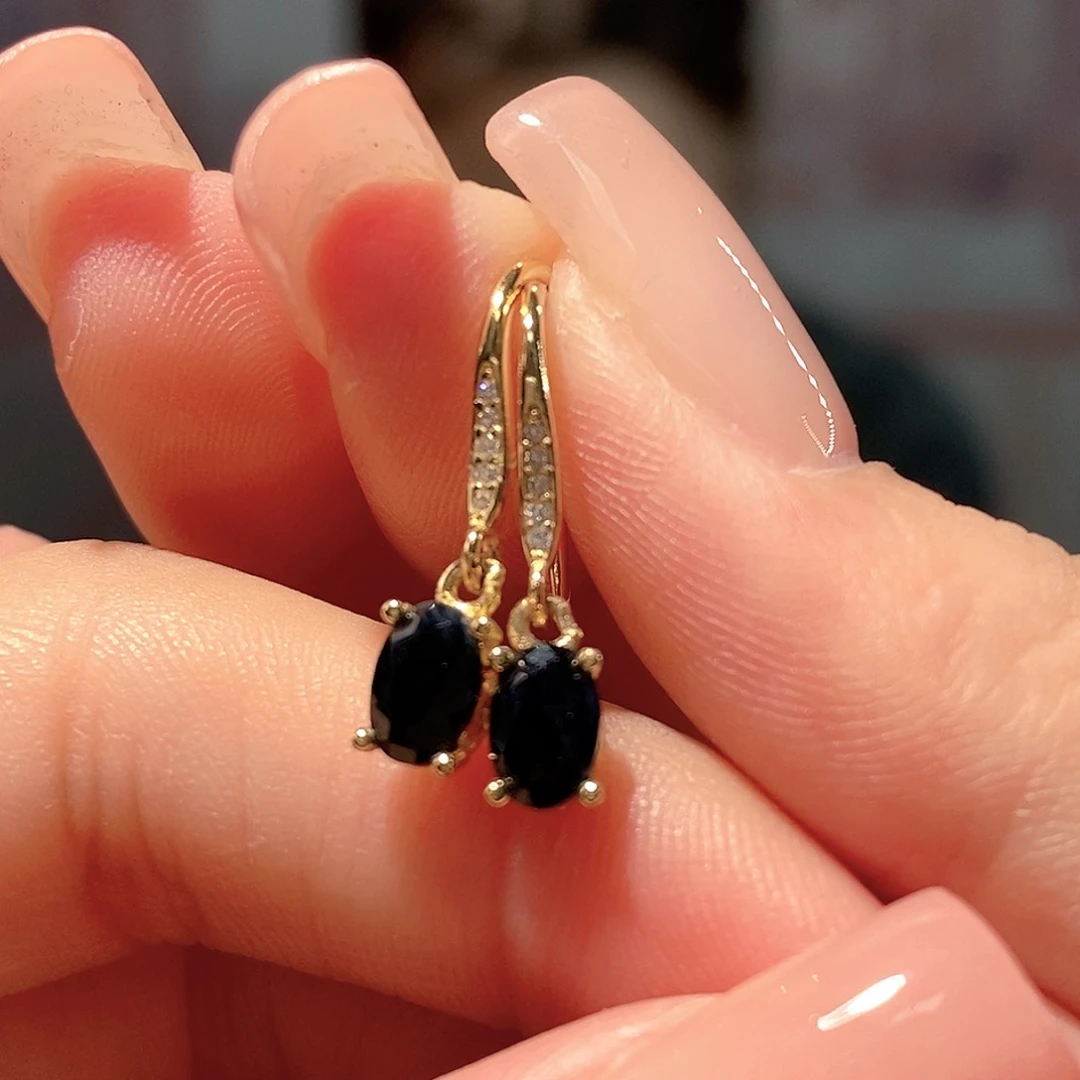 耳饰蓝宝石银S925镶嵌天然蓝宝石福利款