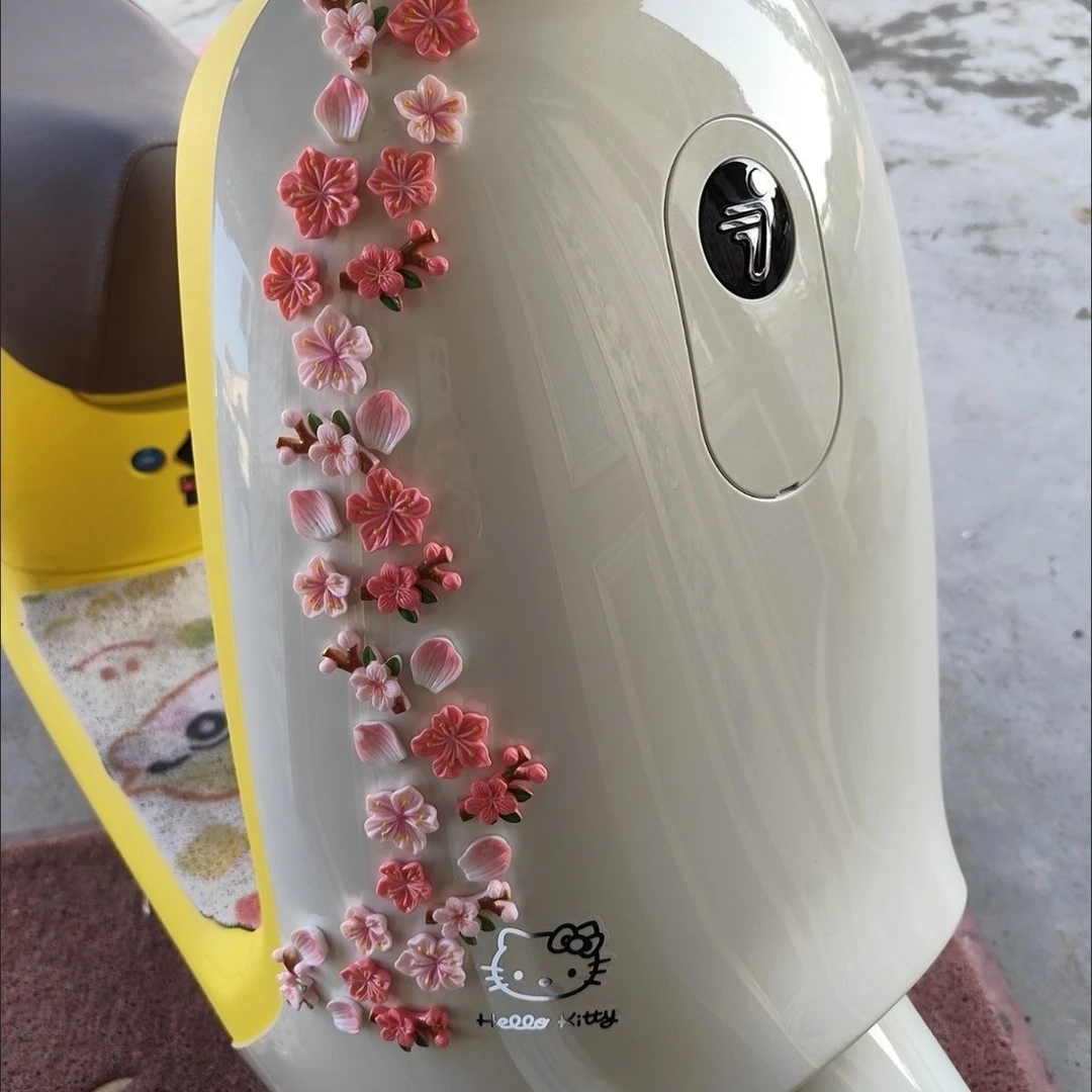 桃花立体贴花饰品摆件可爱仿真花朵摆饰电动车小装饰