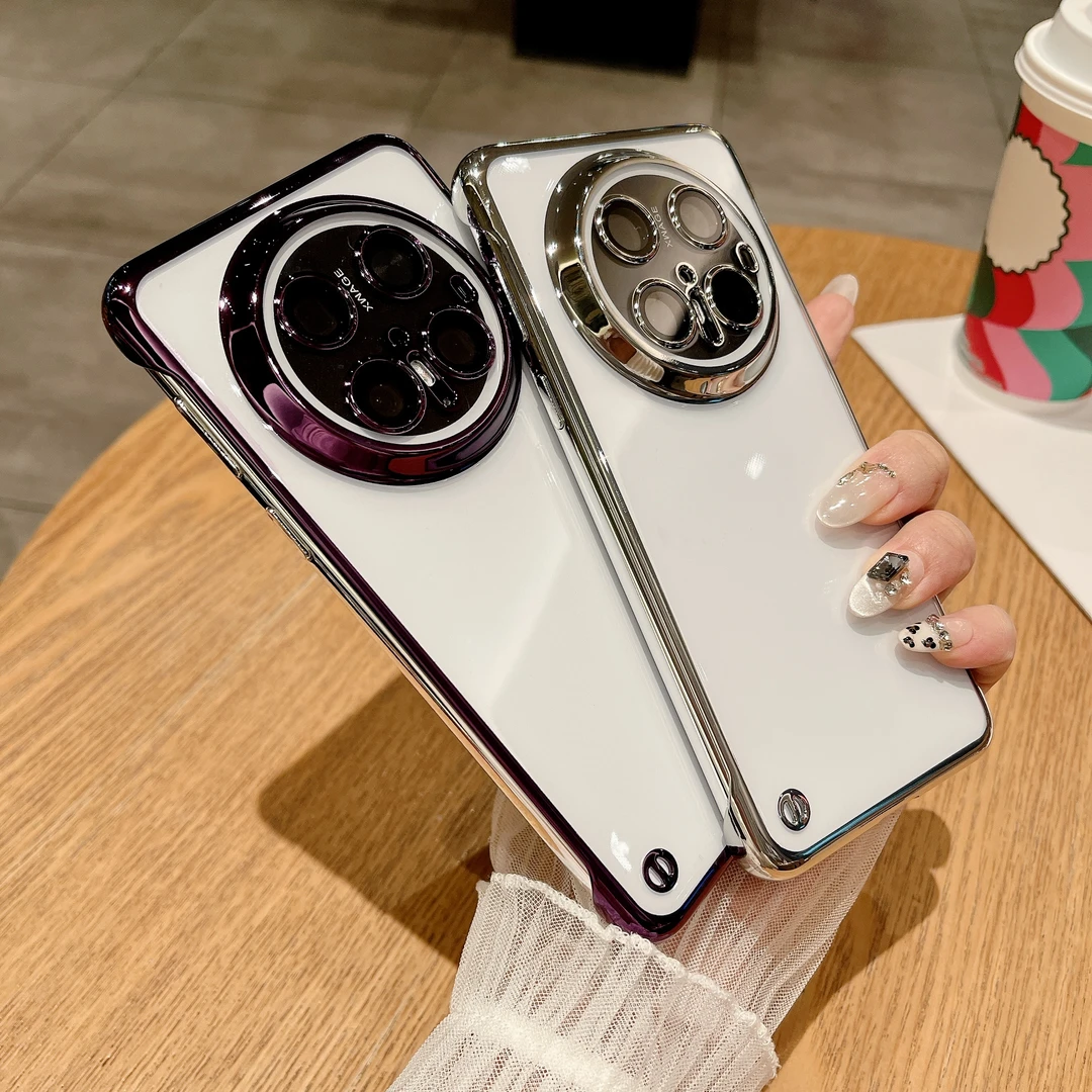 适用华为mate70手机壳新款电镀无边镜头膜华为mate60透明保护壳