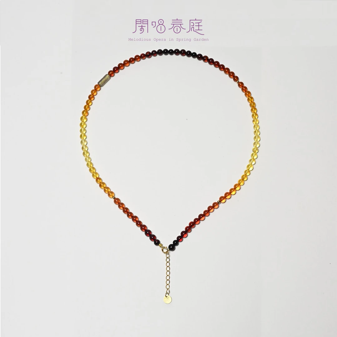 银彩虹琥珀小米链925银