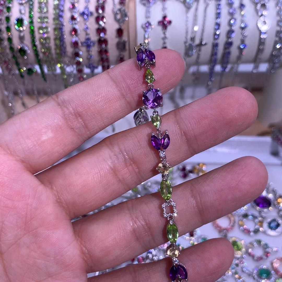 懒***猫紫晶手链银S925镶嵌