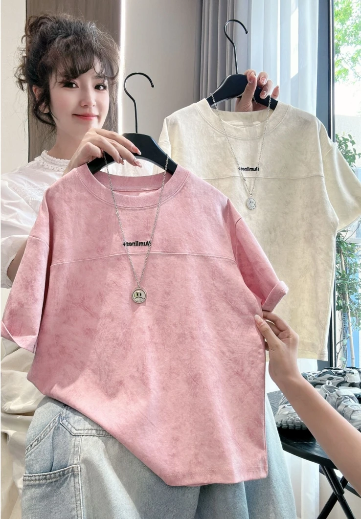 男童夏新款短袖T恤2025中大童时尚休闲扎染刺绣韩版宽松潮牌半袖