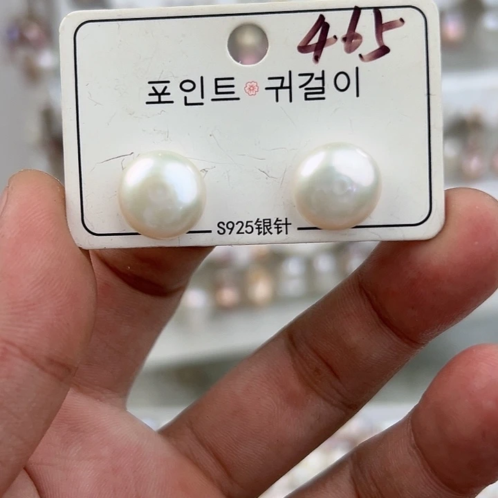 银S925镶嵌淡水珍珠耳饰