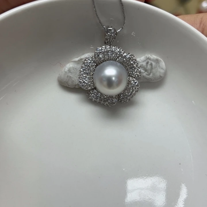 海水珍珠颈饰银S925镶嵌澳白10–11mm40号