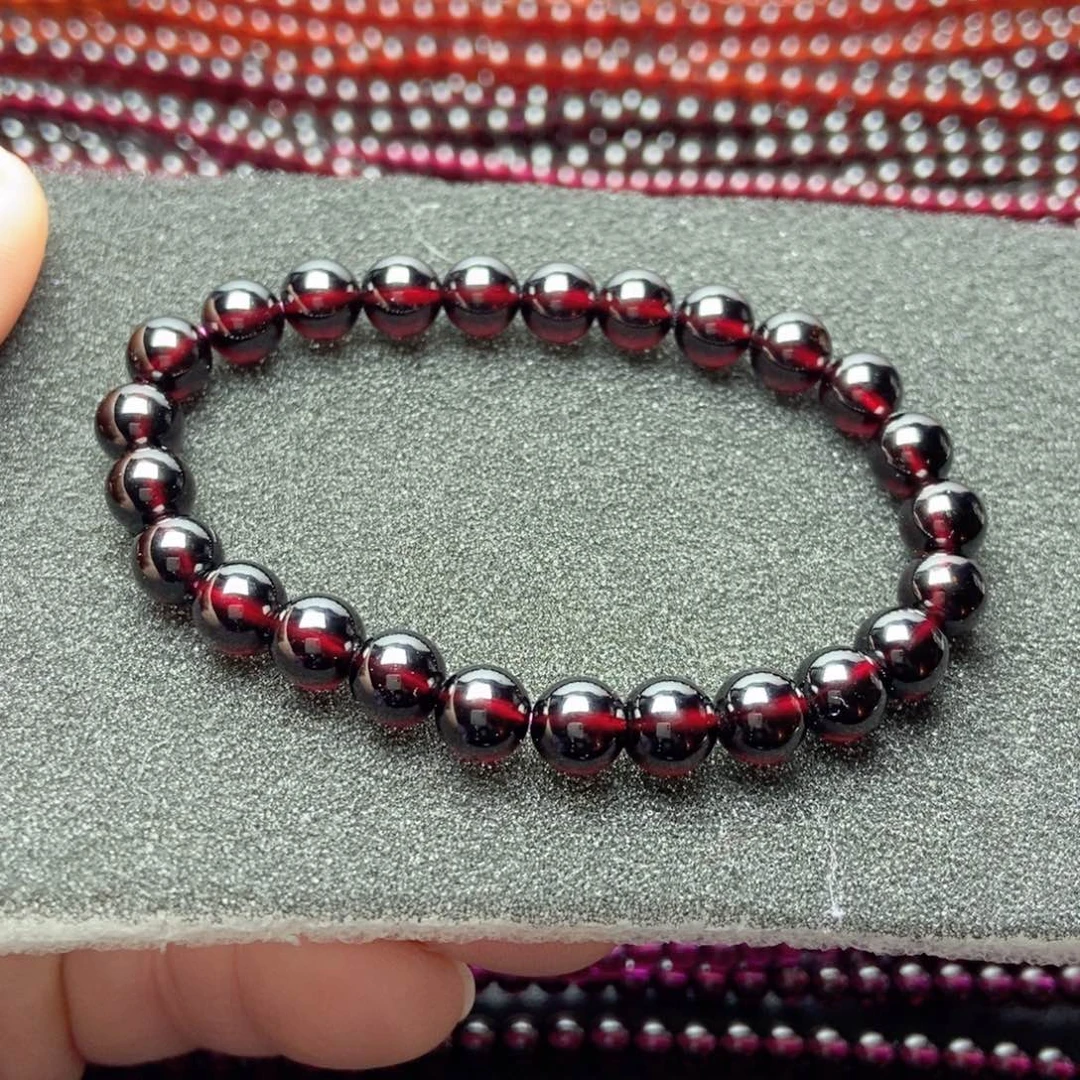 未镶嵌手链石榴石7酒红色