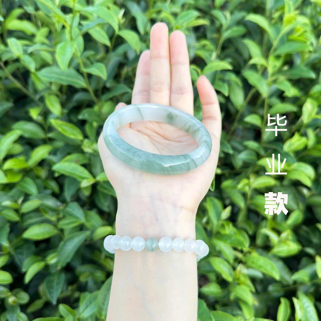 非金属布艺手镯 玉石天山翠手镯毕业聚宝盆半山水一口翠晕染手镯