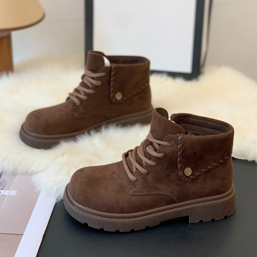 复古磨砂欧美风厚底粗跟小众潮流设计马丁靴2025秋冬百搭潮酷短靴